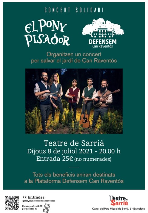 El grup El Pony Pisador actuarà a Sarrià en un concert solidari amb la Plataforma Defensem Can Raventós