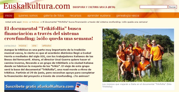 Euskalkultura.com-ek ere 'Trikifollia' gauzatzea nahi du